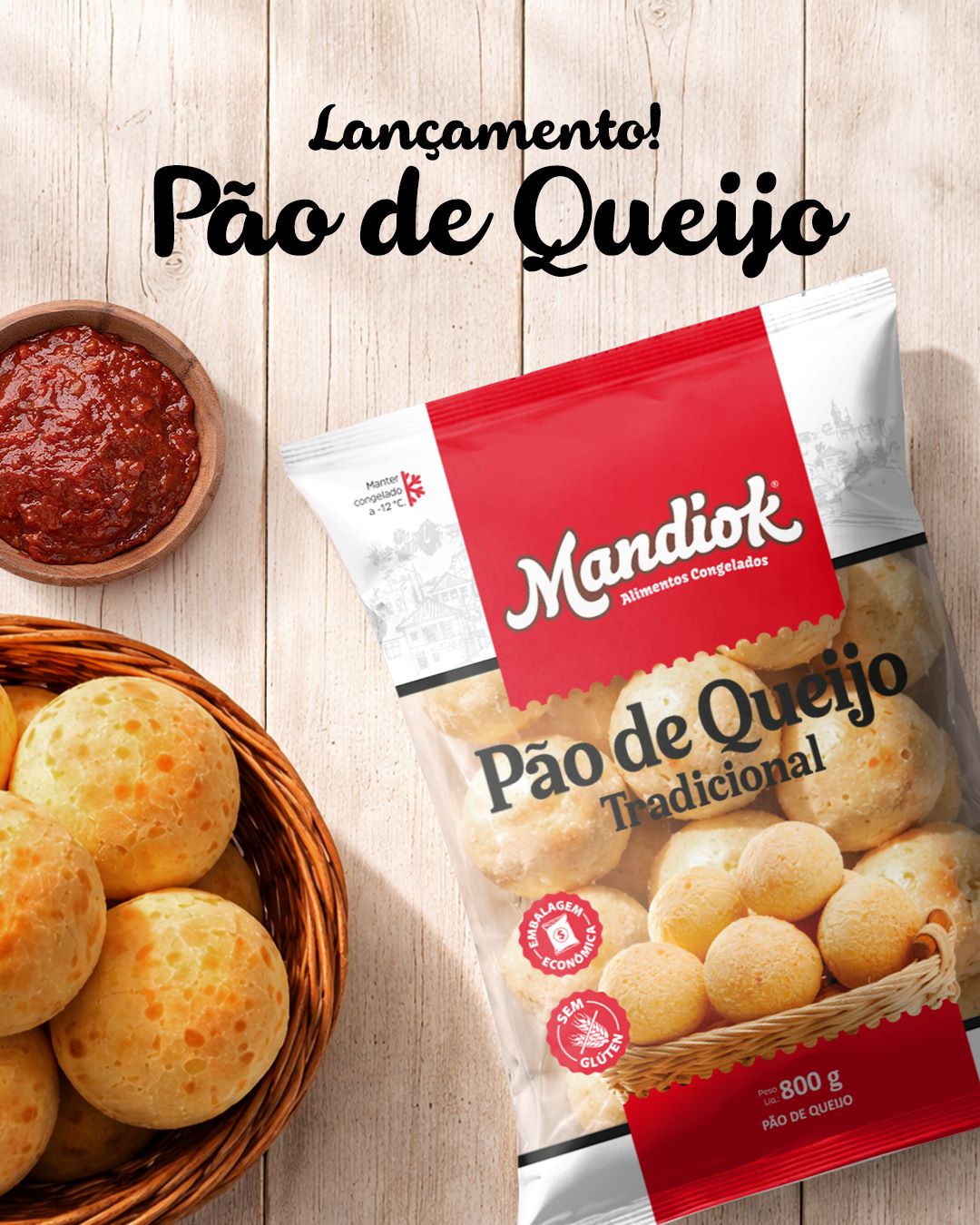Pão de Queijo Mandiok: o quentinho de todo dia agora em embalagem econômica de 800g